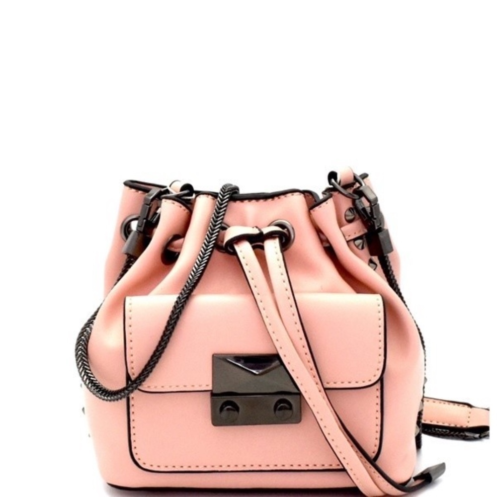 Mini Bucket Vegan Leather Shoulder Bag (Red) - Picture 8 of 8
